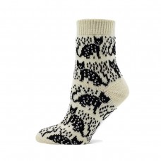 Жіночі шкарпетки напіввовняні "котики"молочні (6010)