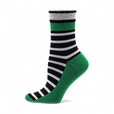 Жіночі шкарпетки напівмахрові зелені в смужку (1504)