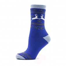 Жіночі шкарпетки махрові "олені" сині (1522)