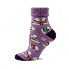 Жіночі шкарпетки махрові "ведмеді" фіолетовий (1523)