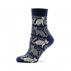 Жіночі шкарпетки напіввовняні "котики" сині (6010)