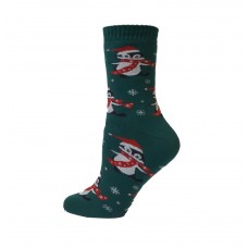 Жіночі шкарпетки махрові Лонкаме зелені Snowman (1522)