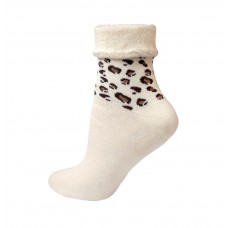 Жіночі шкарпетки лонкаме махрові Молочні leopard (1523)