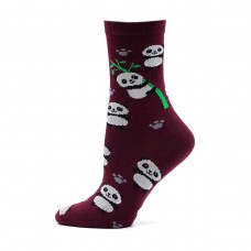 Women's socks burgundy "pandas" (1110)