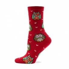 Women's socks "owl" red (1110)