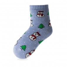 Детские носки махровые "снеговики" голубые (1404)