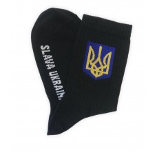 Жіночі шкарпетки патріотичні чорні/тризуб Україна (2107С)