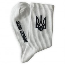 Чоловічі шкарпетки патріотичні білі/тризуб (2107С)