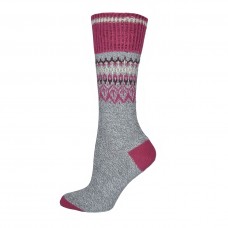 Жіночі шкарпетки Лонкаме напіввовна орнамент рожеві (6500)