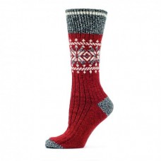 Жіночі шкарпетки Лонкаме напіввовна орнамент червоні  (6500)