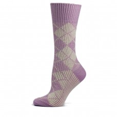 Жіночі шкарпетки Лонкаме напіввовна ромби розові (6500)