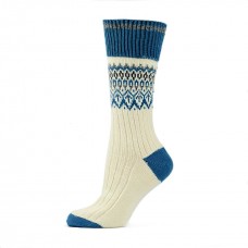 Жіночі шкарпетки напіввовна орнамент молочні  (6500)